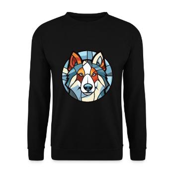 Illustration à l’aquarelle de race de chien esquimau canadien - Sweat-shirt Unisexe - noir - Devant - Alina (178cm) & Michal (187cm)
