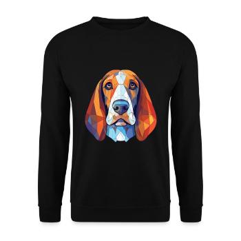 Blue Gascony Basset Dog Breed Colorful Watercolor - Unisex Sweatshirt - black - Front - Alina (178cm) & Michal (187cm)
