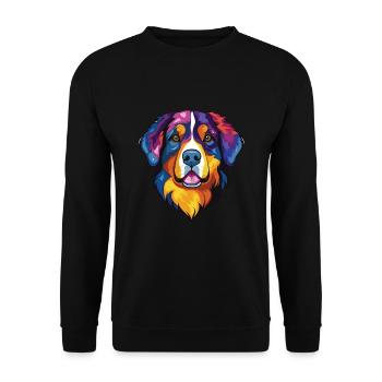 Bernese Mountain Dog Breed Watercolor Illustration - Unisex Sweatshirt - black - Front - Alina (178cm) & Michal (187cm)