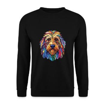 Bergamasco Schäferhund Rasse buntes Aquarell - Unisex Pullover - Schwarz - Vorne - Alina (178cm) & Michal (187cm)