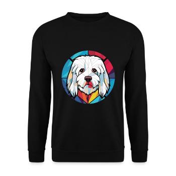 Coton De Tuléar race chien aquarelle illustration - Sweat-shirt Unisexe - noir - Devant - Alina (178cm) & Michal (187cm)