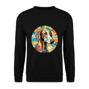 Galgo Español Hunderasse Aquarell Illustration - Unisex Pullover - Schwarz - Vorne - Alina (178cm) & Michal (187cm)