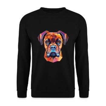 Deutsche Boxerhunderasse Aquarell Illustration - Unisex Pullover - Schwarz - Vorne - Alina (178cm) & Michal (187cm)