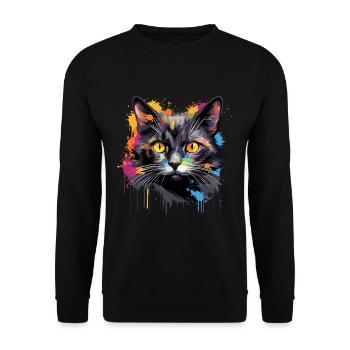 schwarze Katze - Unisex Pullover - Schwarz - Vorne - Alina (178cm) & Michal (187cm)