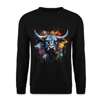Vache combat, vache d'hérens valais suisse - Sweat-shirt Unisexe - noir - Devant - Alina (178cm) & Michal (187cm)