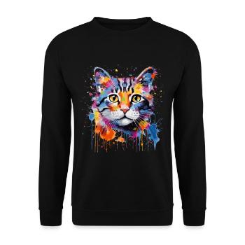 Niedliche Katze - Unisex Pullover - Schwarz - Vorne - Alina (178cm) & Michal (187cm)