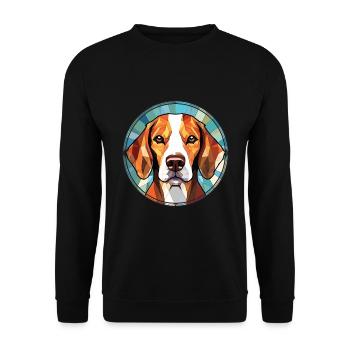American Foxhound Chien Race Coloré Aquarelle - Sweat-shirt Unisexe - noir - Devant - Alina (178cm) & Michal (187cm)