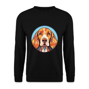 Amerikanisch Englisch Coonhound Hunderasse Aquarell - Unisex Pullover - Schwarz - Vorne - Alina (178cm) & Michal (187cm)
