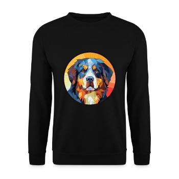 Bernese Mountain Dog Breed Watercolor Illustration - Unisex Sweatshirt - black - Front - Alina (178cm) & Michal (187cm)