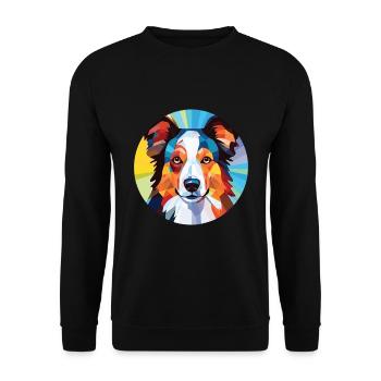 Border Collie chien race aquarelle Illustration - Sweat-shirt Unisexe - noir - Devant - Alina (178cm) & Michal (187cm)