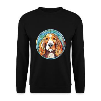 Deutsch Drahthaar Vorstehhund Rasse Aquarell - Unisex Pullover - Schwarz - Vorne - Alina (178cm) & Michal (187cm)