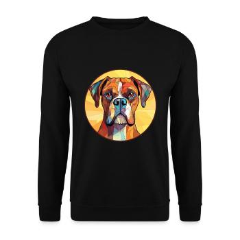 Boxer-Hundsrasse Bunte Aquarell-Illustration - Unisex Pullover - Schwarz - Vorne - Alina (178cm) & Michal (187cm)