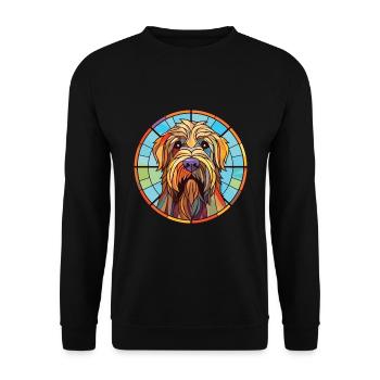 Briard Dog Breed Colorful Watercolor Illustration - Unisex Sweatshirt - black - Front - Alina (178cm) & Michal (187cm)