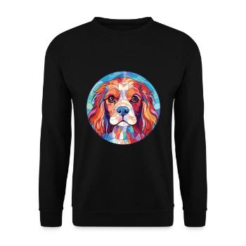 Cavalier King Charles Spaniel chien race aquarelle - Sweat-shirt Unisexe - noir - Devant - Alina (178cm) & Michal (187cm)