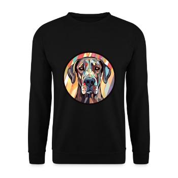 Riesenschnauzer Hunderasse Aquarell Illustration - Unisex Pullover - Schwarz - Vorne - Alina (178cm) & Michal (187cm)