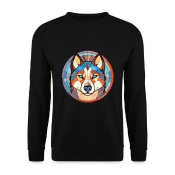 Husky-Hunderasse Bunte Aquarell-Illustration - Unisex Pullover - Schwarz - Vorne - Alina (178cm) & Michal (187cm)
