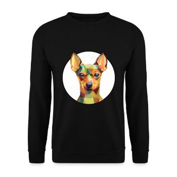 Miniatur Pinscher Hunderasse buntes Aquarell - Unisex Pullover - Schwarz - Vorne - Alina (178cm) & Michal (187cm)