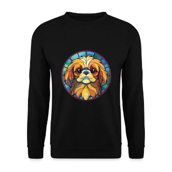 Pekingese Dog Breed Watercolor Glass Illustration - Unisex Sweatshirt - black - Front - Alina (178cm) & Michal (187cm)