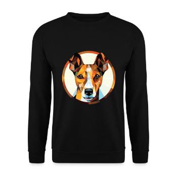 Glatte Foxterrier-Hunderasse buntes Aquarell - Unisex Pullover - Schwarz - Vorne - Alina (178cm) & Michal (187cm)