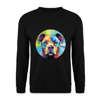 Staffordshire Bullterrier Hunderasse Aquarell - Unisex Pullover - Schwarz - Vorne - Alina (178cm) & Michal (187cm)