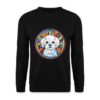 Chien maltais race coloré aquarelle Illustration - Sweat-shirt Unisexe - noir - Devant - Alina (178cm) & Michal (187cm)
