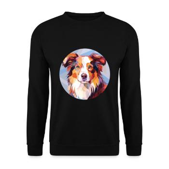 Miniature American Shepherd Dog Breed Watercolor - Unisex Sweatshirt - black - Front - Alina (178cm) & Michal (187cm)