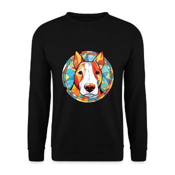 Miniatur Bullterrier Hunderasse Aquarellglas - Unisex Pullover - Schwarz - Vorne - Alina (178cm) & Michal (187cm)