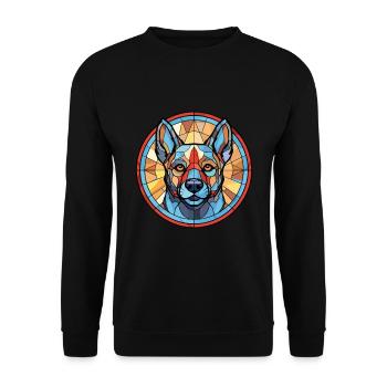 Norwegischer Elchhund Hunderasse buntes Aquarell - Unisex Pullover - Schwarz - Vorne - Alina (178cm) & Michal (187cm)