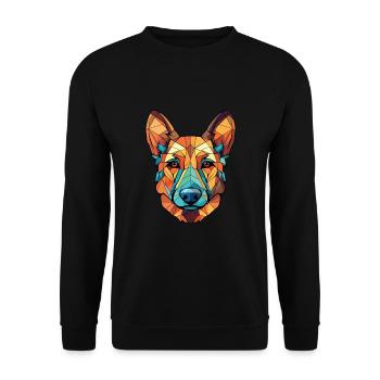 Georgischer Schäferhund Rasse buntes Aquarell - Unisex Pullover - Schwarz - Vorne - Alina (178cm) & Michal (187cm)