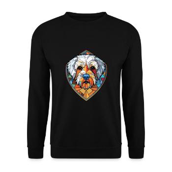 Dandie Dinmont Terrier chien race aquarelle verre - Sweat-shirt Unisexe - noir - Devant - Alina (178cm) & Michal (187cm)