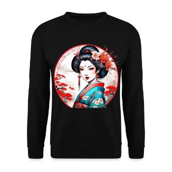 Japanese geisha girl - Unisex Sweatshirt - black - Front - Alina (178cm) & Michal (187cm)