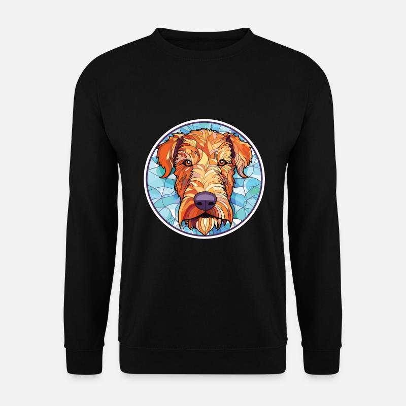 Irish Terrier Hunderasse Aquarell Illustration - Unisex Pullover - Schwarz