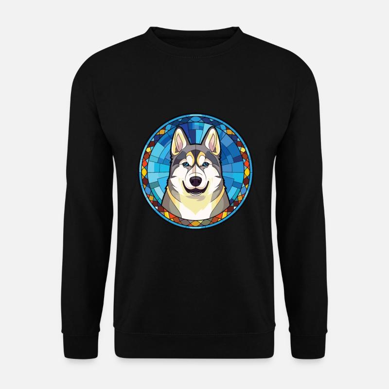 Husky-Hunderasse Bunte Aquarell-Illustration - Unisex Pullover - Schwarz