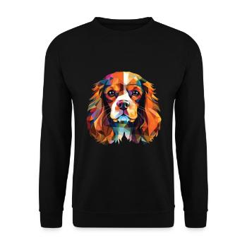Cavalier King Charles Spaniel chien race aquarelle - Sweat-shirt Unisexe - noir - Devant - Alina (178cm) & Michal (187cm)