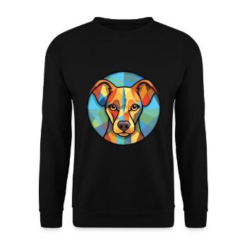 Volpino Italiano Hunderasse Aquarell Illustration - Unisex Pullover - Schwarz - Vorne - Alina (178cm) & Michal (187cm)