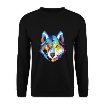 Siberian Husky Hunderasse Aquarell Illustration - Unisex Pullover - Schwarz - Vorne - Alina (178cm) & Michal (187cm)