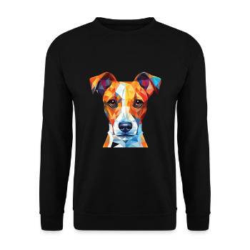 Jack Russel Terrier Hunderasse buntes Aquarell - Unisex Pullover - Schwarz - Vorne - Alina (178cm) & Michal (187cm)