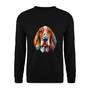 Posavaz Hund Rasse Aquarell Illustration - Unisex Pullover - Schwarz - Vorne - Alina (178cm) & Michal (187cm)