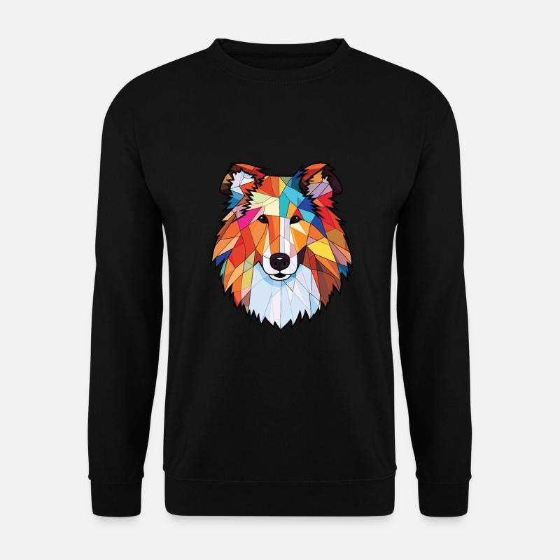 Raue Collie-Hunderasse Aquarell-Illustration - Unisex Pullover - Schwarz