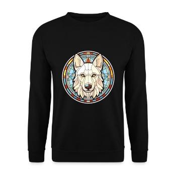 Weißer Schäferhund Rasse Aquarell Illustration - Unisex Pullover - Schwarz - Vorne - Alina (178cm) & Michal (187cm)
