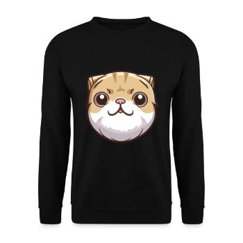 Schottische Falte Kurzhaar Katze Karikatur Aquarell Kunst - Unisex Pullover - Schwarz - Vorne - Alina (178cm) & Michal (187cm)