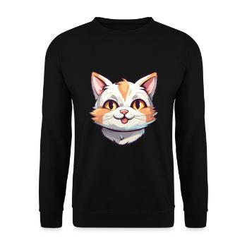 Hauskatze Cartoon Aquarell Illustration - Unisex Pullover - Schwarz - Vorne - Alina (178cm) & Michal (187cm)