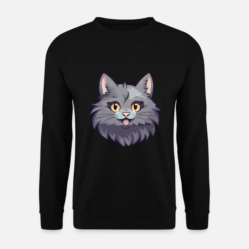 Nebelung Katze Karikatur Aquarell Illustration - Unisex Pullover - Schwarz