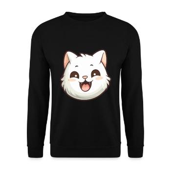 Khao Manee chat dessin animé illustration à l’aquarelle - Sweat-shirt Unisexe - noir - Devant - Alina (178cm) & Michal (187cm)