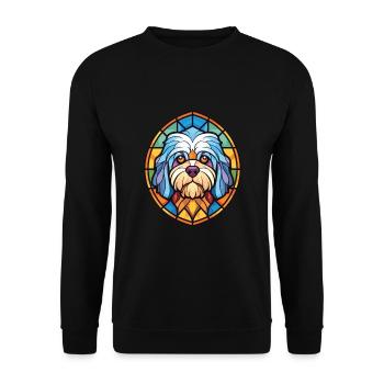 Illustration à l’aquarelle colorée de race de chien maltais - Sweat-shirt Unisexe - noir - Devant - Alina (178cm) & Michal (187cm)