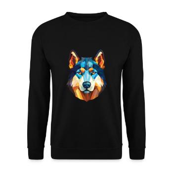 Labrador Husky kanadische Hunderasse Aquarellglas - Unisex Pullover - Schwarz - Vorne - Alina (178cm) & Michal (187cm)