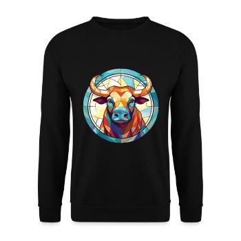 Bull Colorful Watercolor Animal Pet Illustration - Unisex Sweatshirt - black - Front - Alina (178cm) & Michal (187cm)