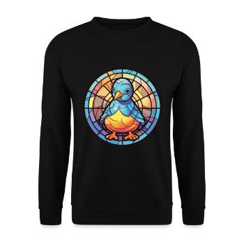 Chick Colorful Watercolor Animal Pet Illustration - Unisex Sweatshirt - black - Front - Alina (178cm) & Michal (187cm)