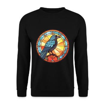 Crow Colorful Watercolor Animal Pet Illustration - Unisex Sweatshirt - black - Front - Alina (178cm) & Michal (187cm)