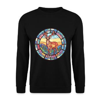 Cerf aquarelle colorée Animal animal de compagnie Illustration - Sweat-shirt Unisexe - noir - Devant - Alina (178cm) & Michal (187cm)